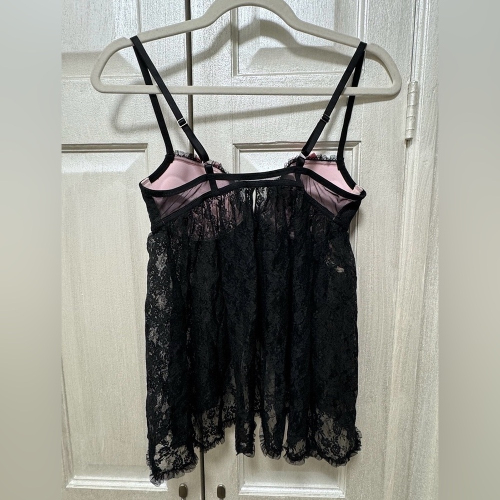 Victoria’s Secret Sexy Little Things Black Sheer Ruffle Lingerie Cami 34C - Picture 4 of 10